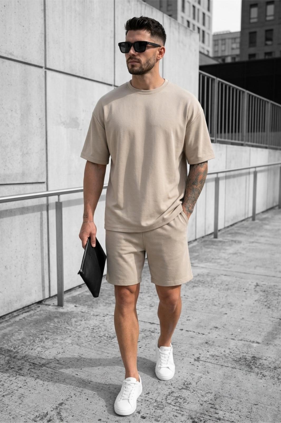 Modal Kumaş Oversize Erkek Şort Tshirt Takım