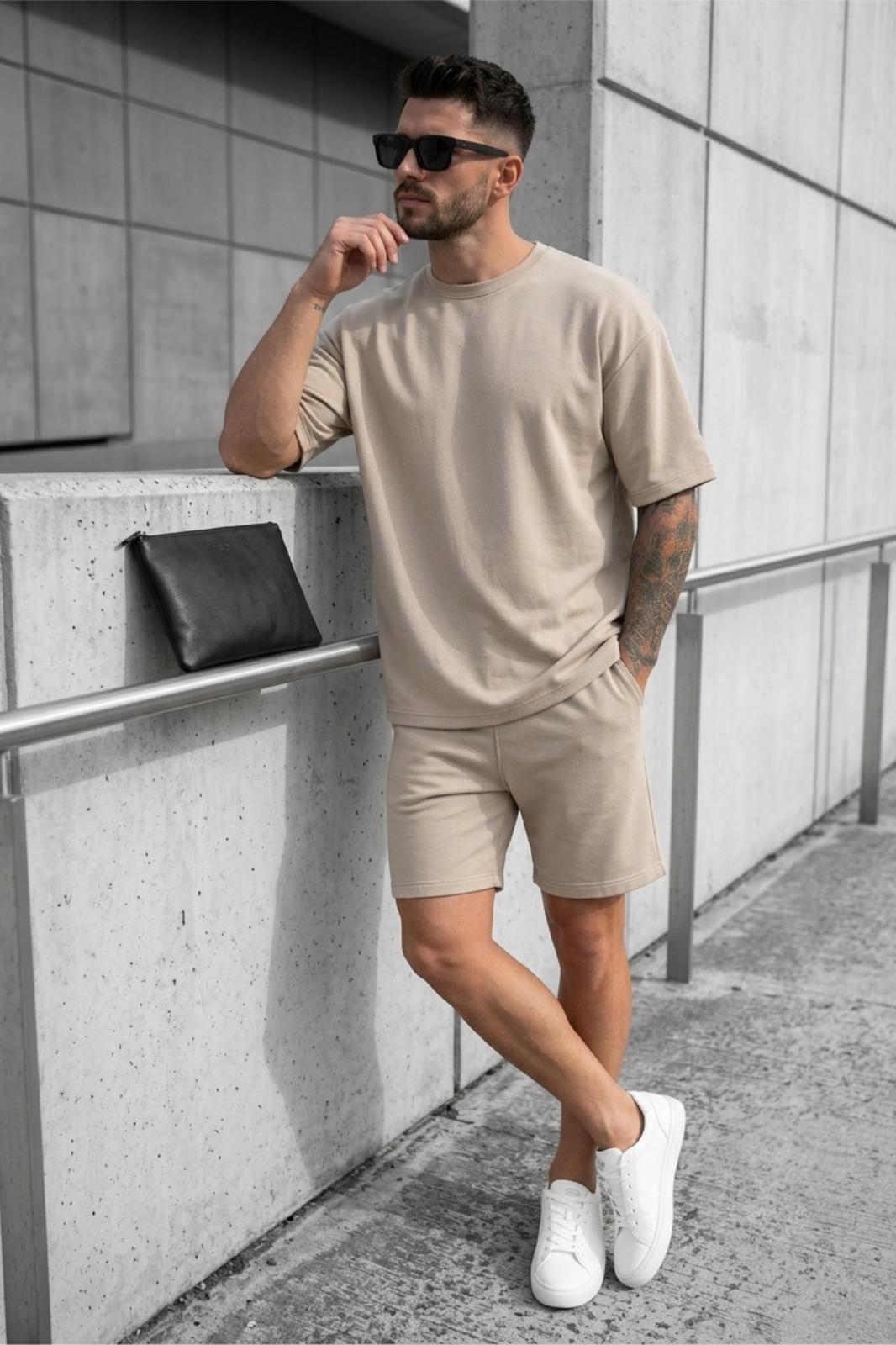 Modal Kumaş Oversize Erkek Şort Tshirt Takım