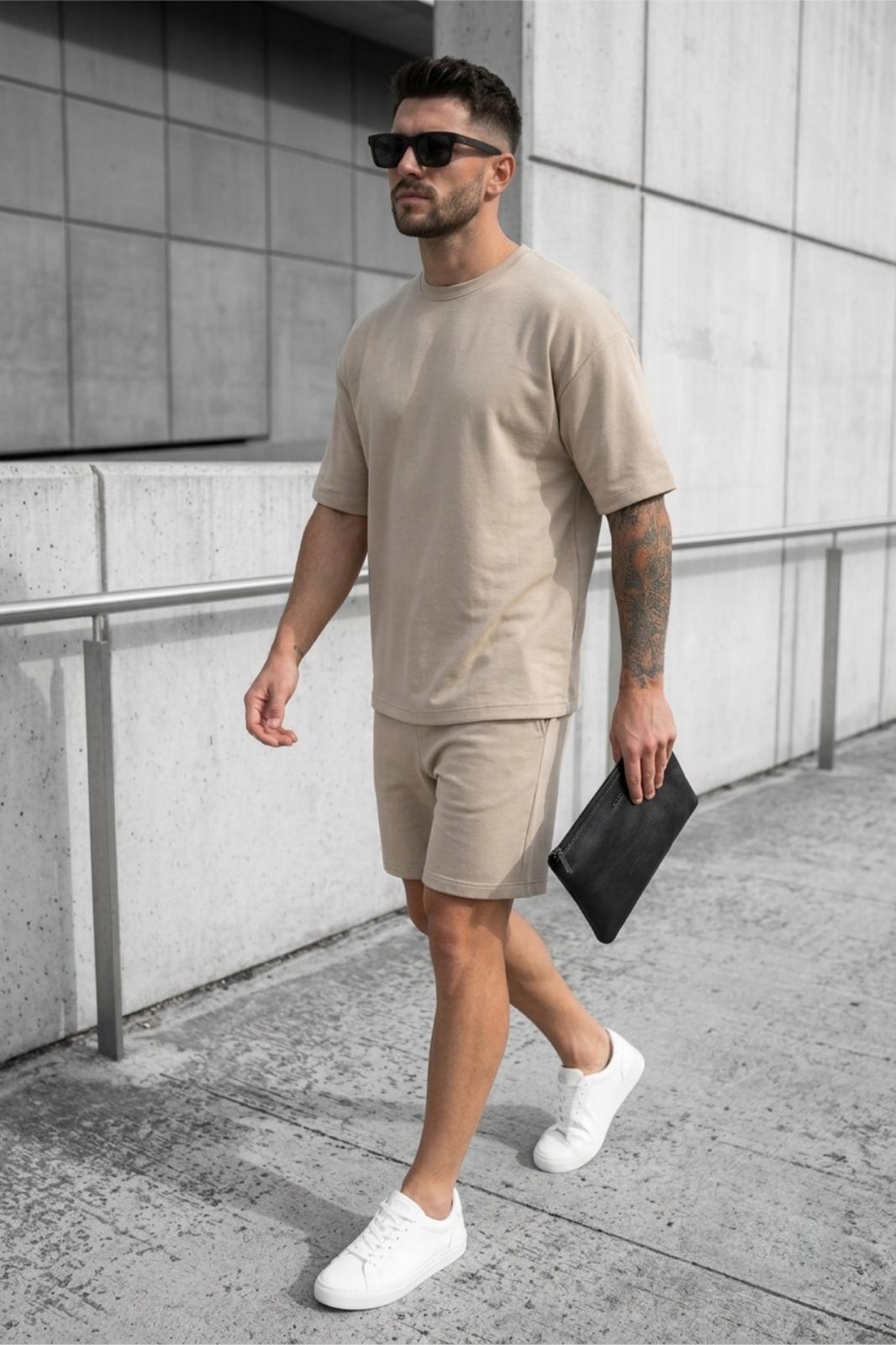 Modal Kumaş Oversize Erkek Şort Tshirt Takım