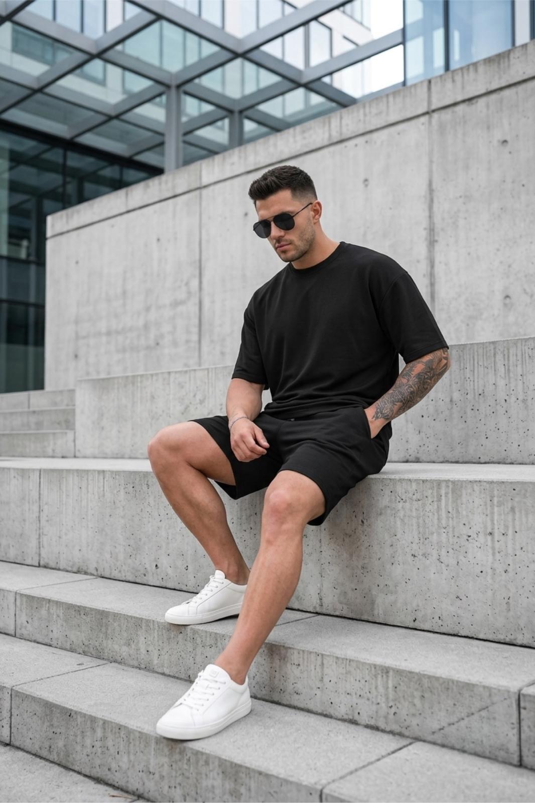 Modal Kumaş Oversize Erkek Şort Tshirt Takım