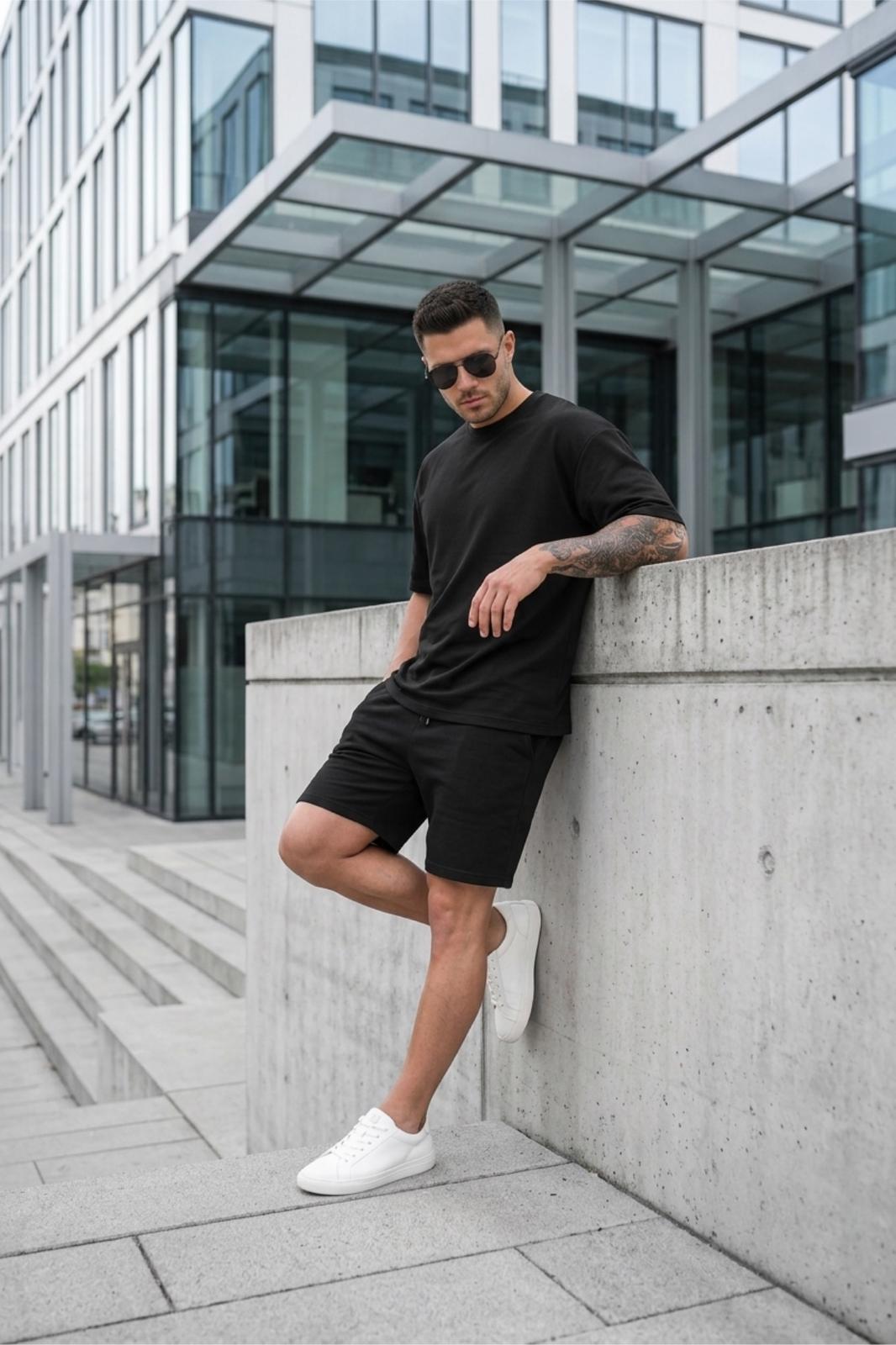 Modal Kumaş Oversize Erkek Şort Tshirt Takım