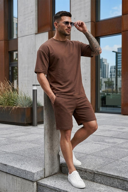 Modal Kumaş Oversize Erkek Şort Tshirt Takım