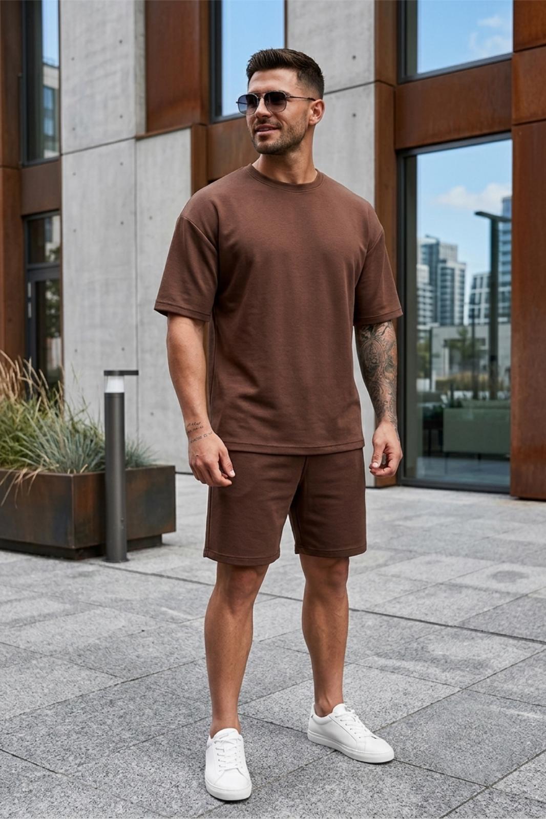 Modal Kumaş Oversize Erkek Şort Tshirt Takım