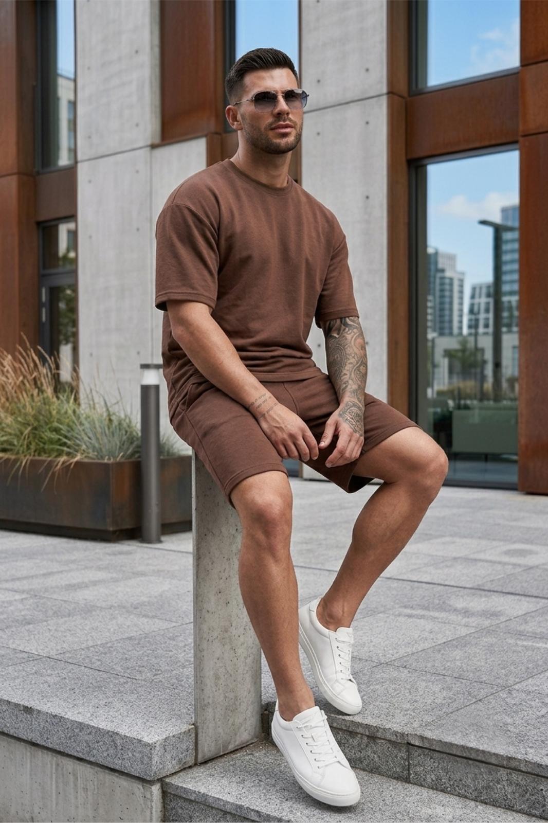 Modal Kumaş Oversize Erkek Şort Tshirt Takım