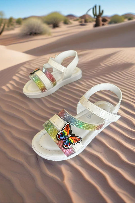Momos Kelebek Figürlü Hologram Desenli Kız Çocuk Sandalet