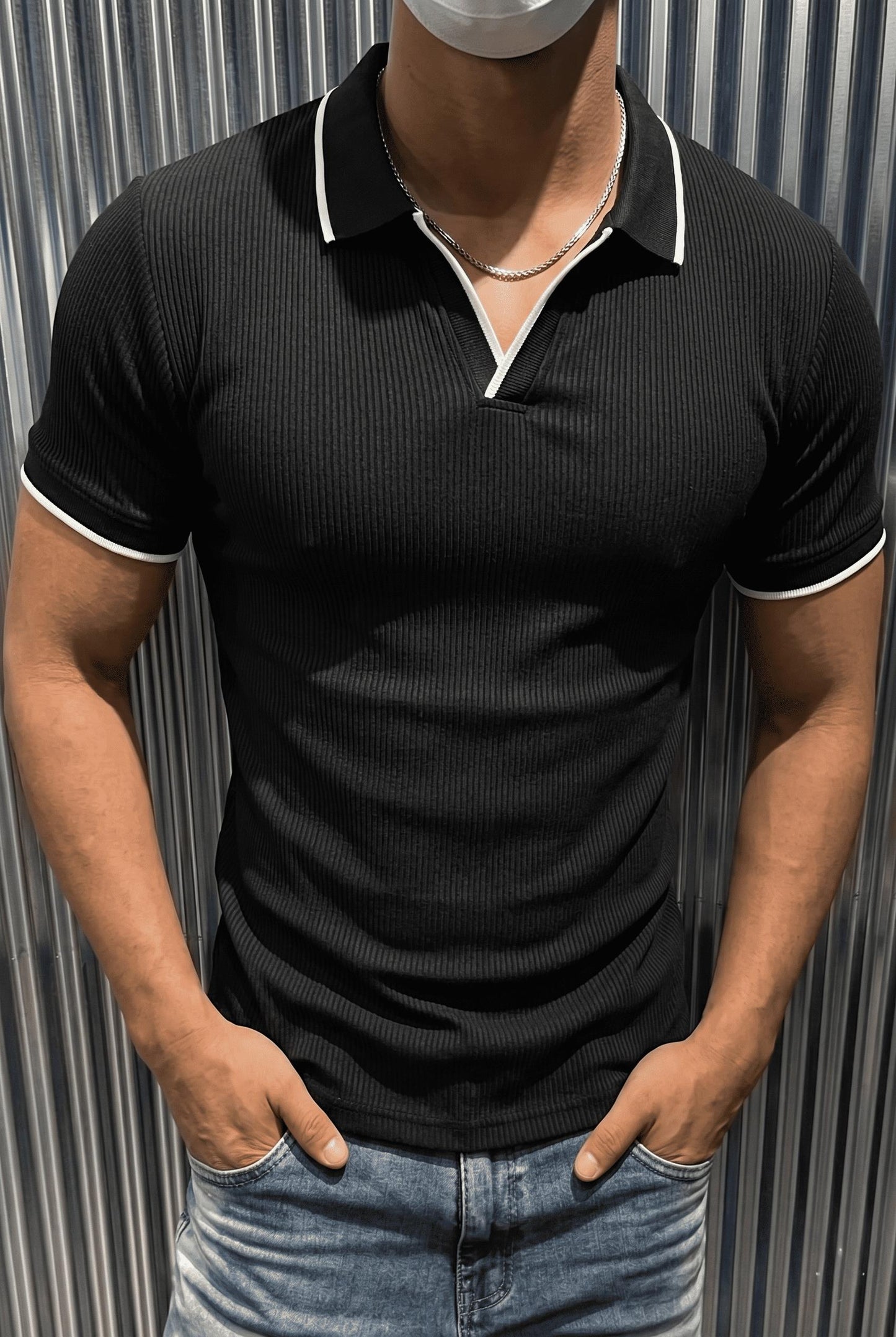 Morry Modern Fit Ribana Detaylı Polo Yaka Tişört