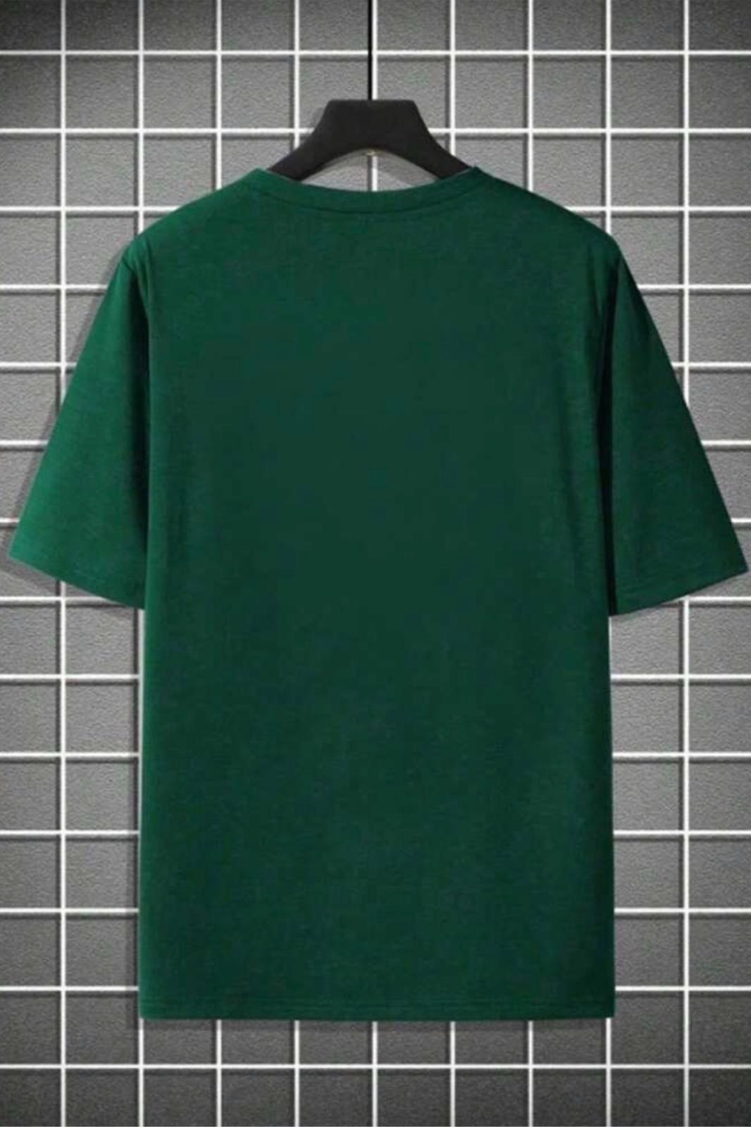 Mountains Baskılı Bisiklet Yaka Pamuklu Erkek T-Shirt Rahat Kesim