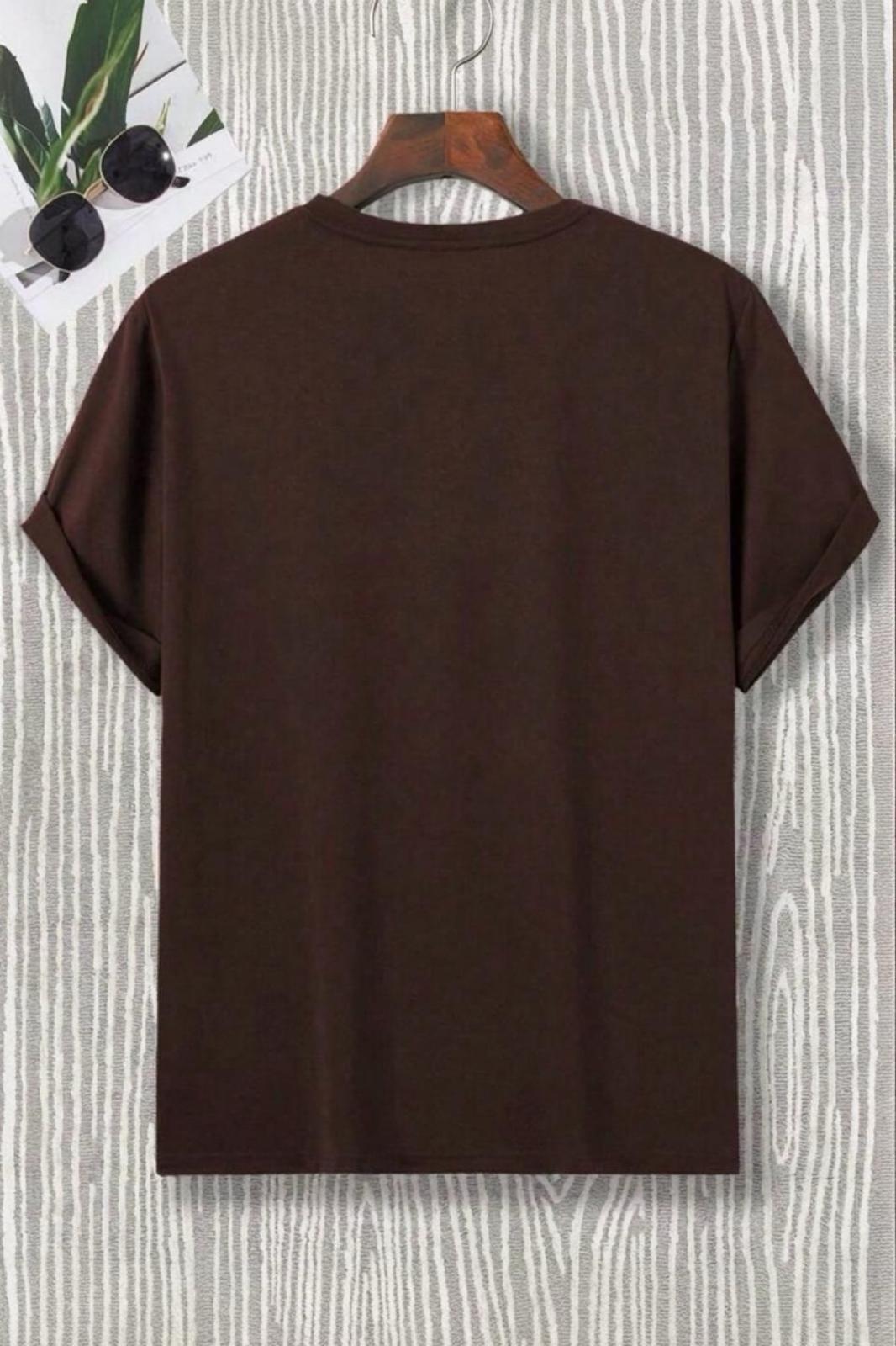 Mountains Baskılı Bisiklet Yaka Pamuklu Erkek T-Shirt Rahat Kesim