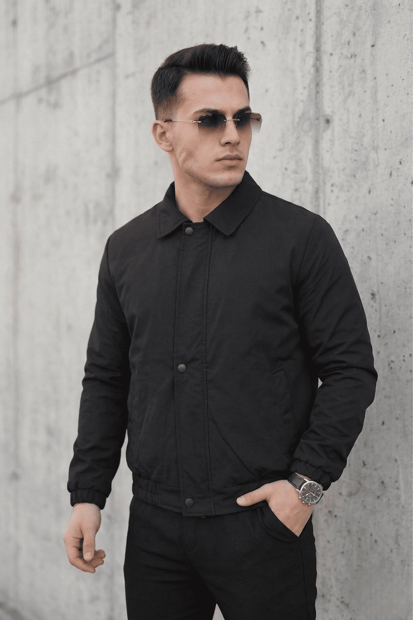 Muxi Slim Fit Fermuarlı ve Çıtçıt Korumalı Astarlı Suya Dayanıklı Erkek Mevsimlik Bomber Ceket