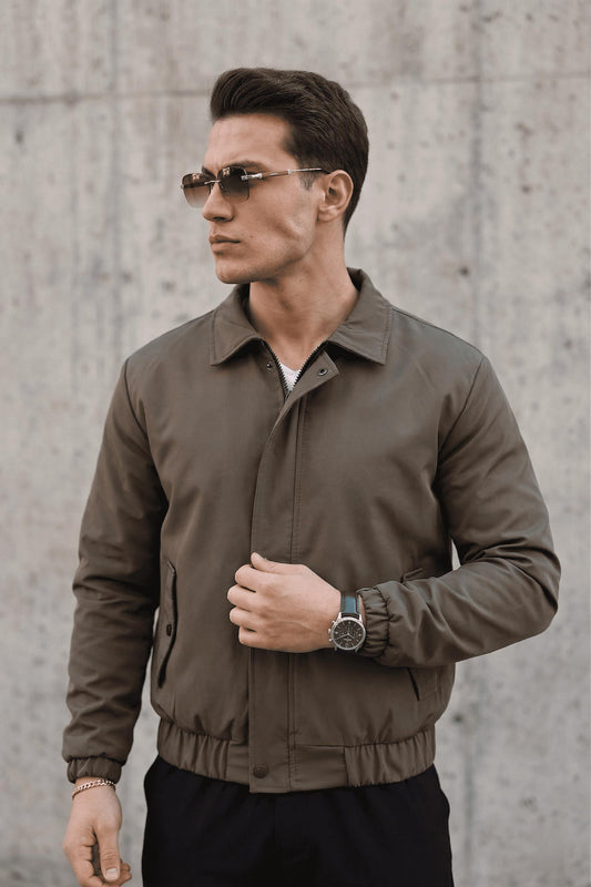 Muxi Slim Fit Fermuarlı ve Çıtçıt Korumalı Astarlı Suya Dayanıklı Erkek Mevsimlik Bomber Ceket
