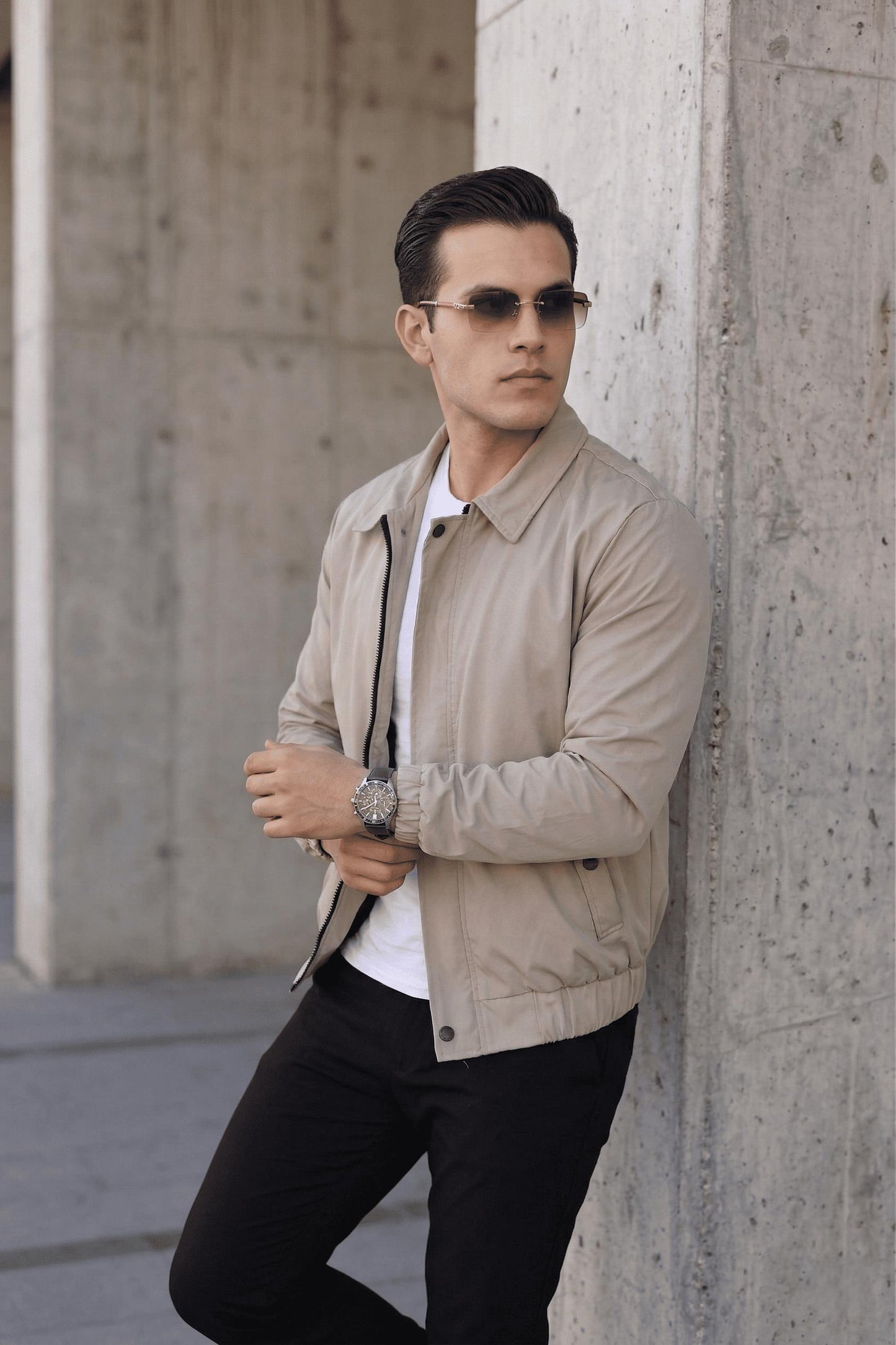 Muxi Slim Fit Fermuarlı ve Çıtçıt Korumalı Astarlı Suya Dayanıklı Erkek Mevsimlik Bomber Ceket