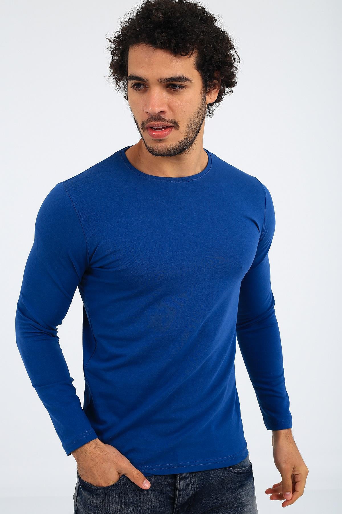 Mys Lion 4013 Slim Fit Likralı Uzunkol Basic Sweat