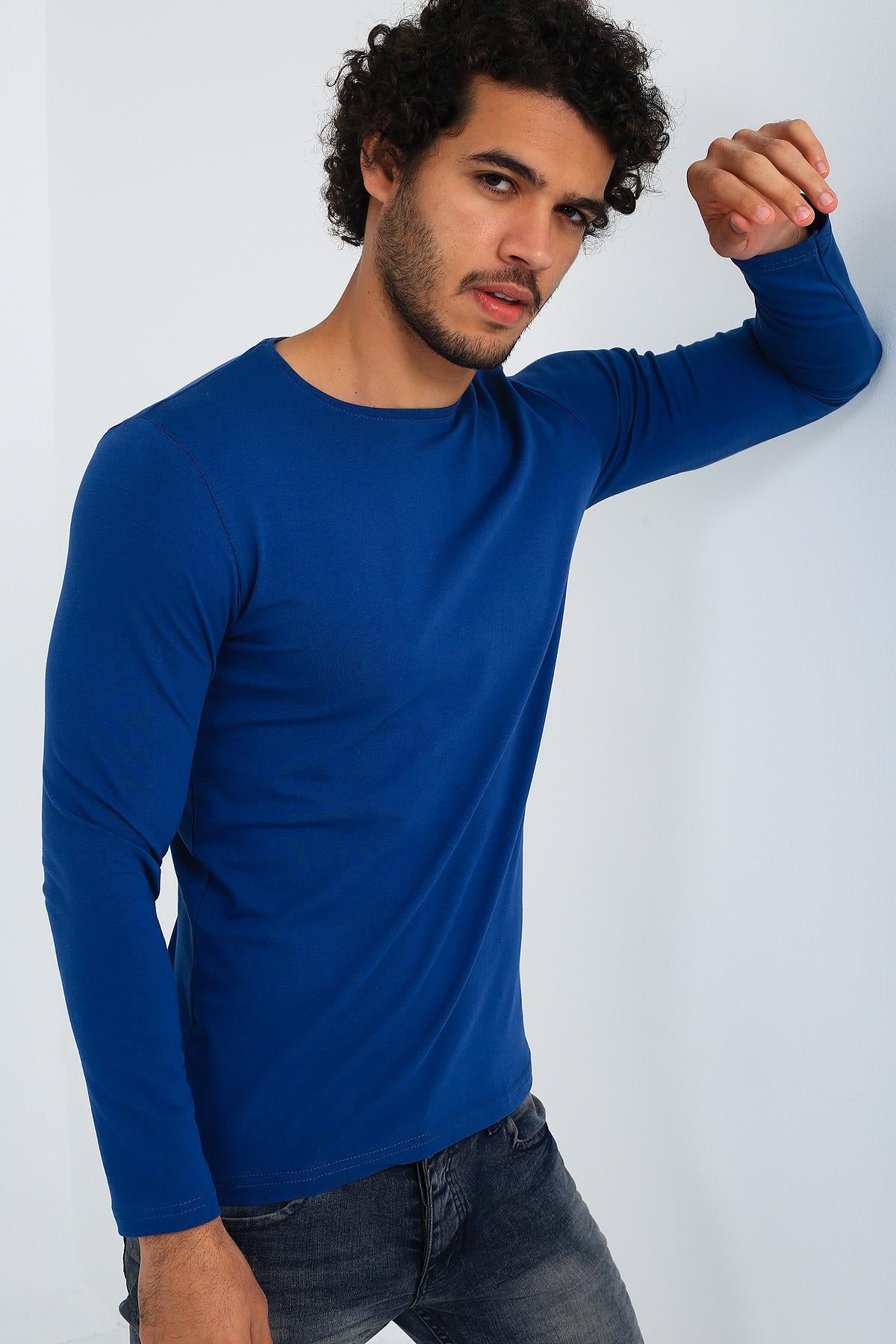 Mys Lion 4013 Slim Fit Likralı Uzunkol Basic Sweat