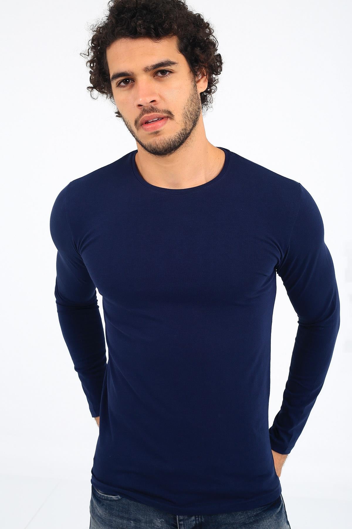 Mys Lion 4013 Slim Fit Likralı Uzunkol Basic Sweat