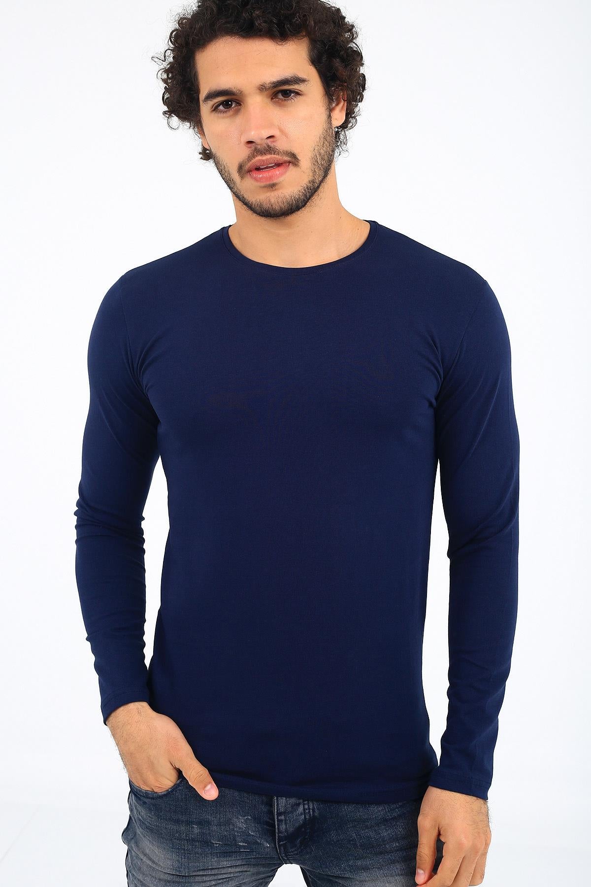 Mys Lion 4013 Slim Fit Likralı Uzunkol Basic Sweat