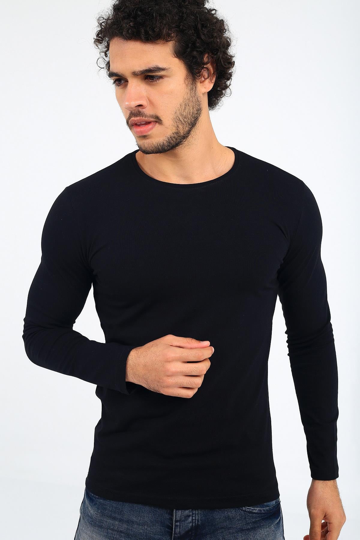 Mys Lion 4013 Slim Fit Likralı Uzunkol Basic Sweat