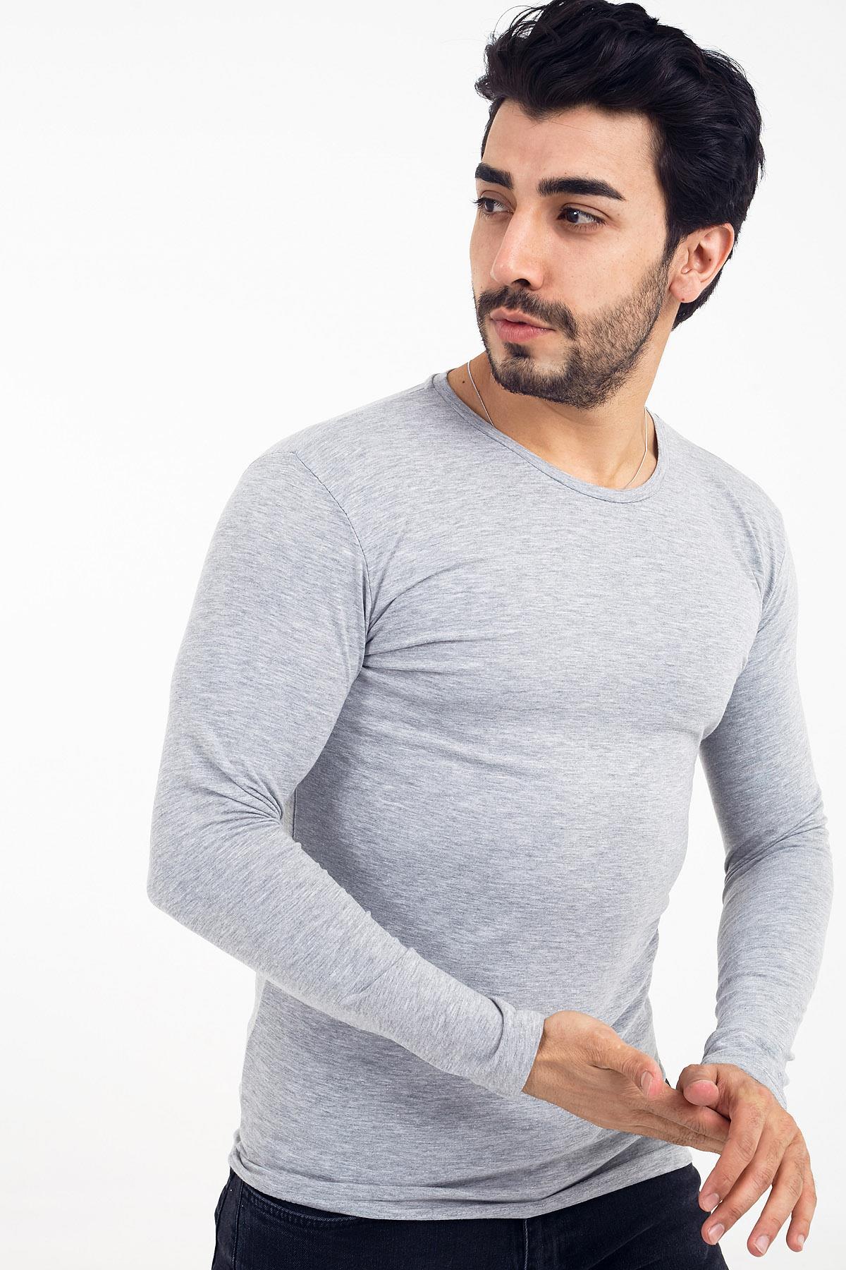 Mys Lion 4013 Slim Fit Likralı Uzunkol Basic Sweat