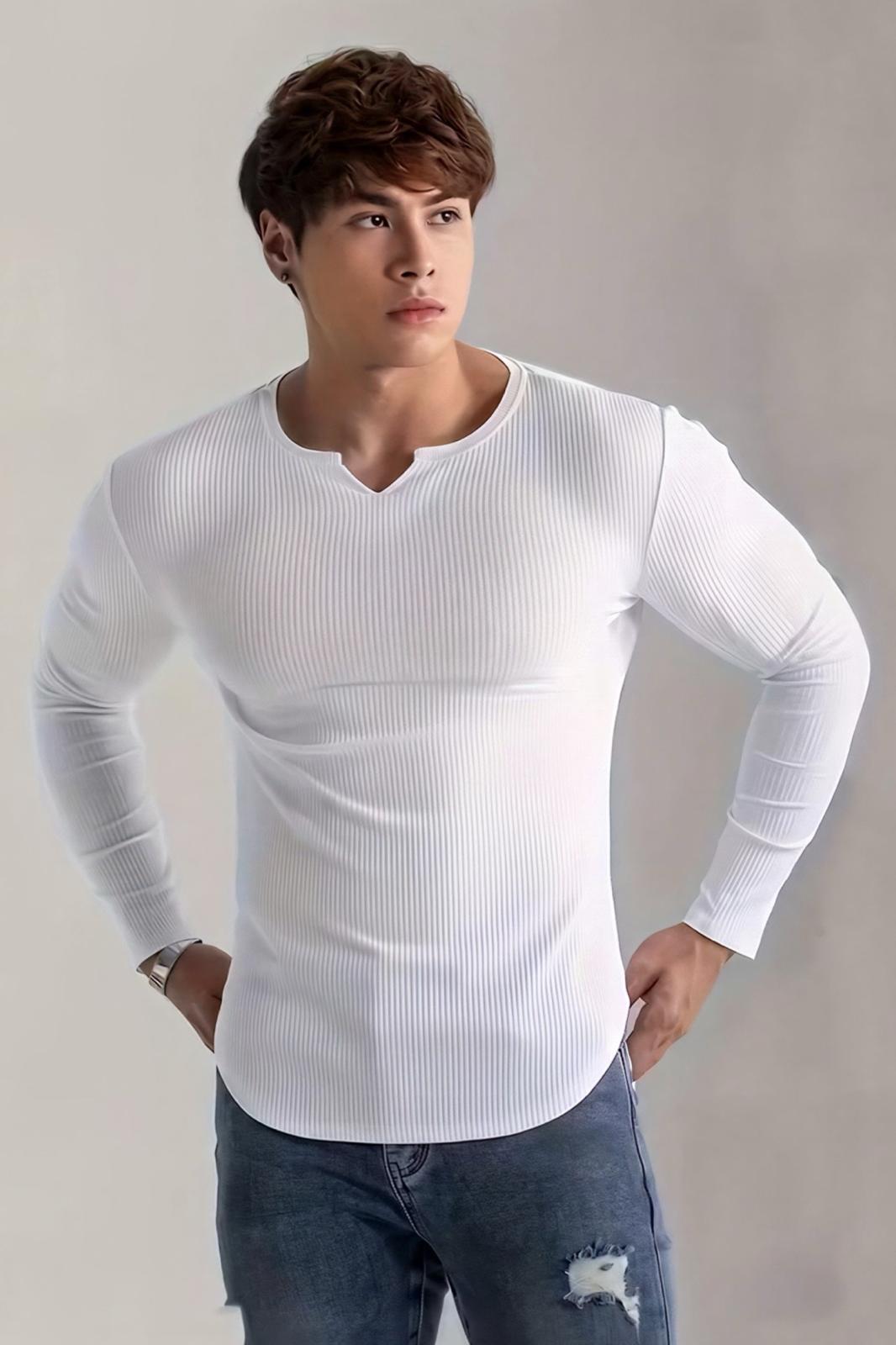 Neso Erkek Muscle Fit V-Yaka Fitilli Uzun Kollu Tişört - Kaslı ve Şık Bir Görünüm İçin