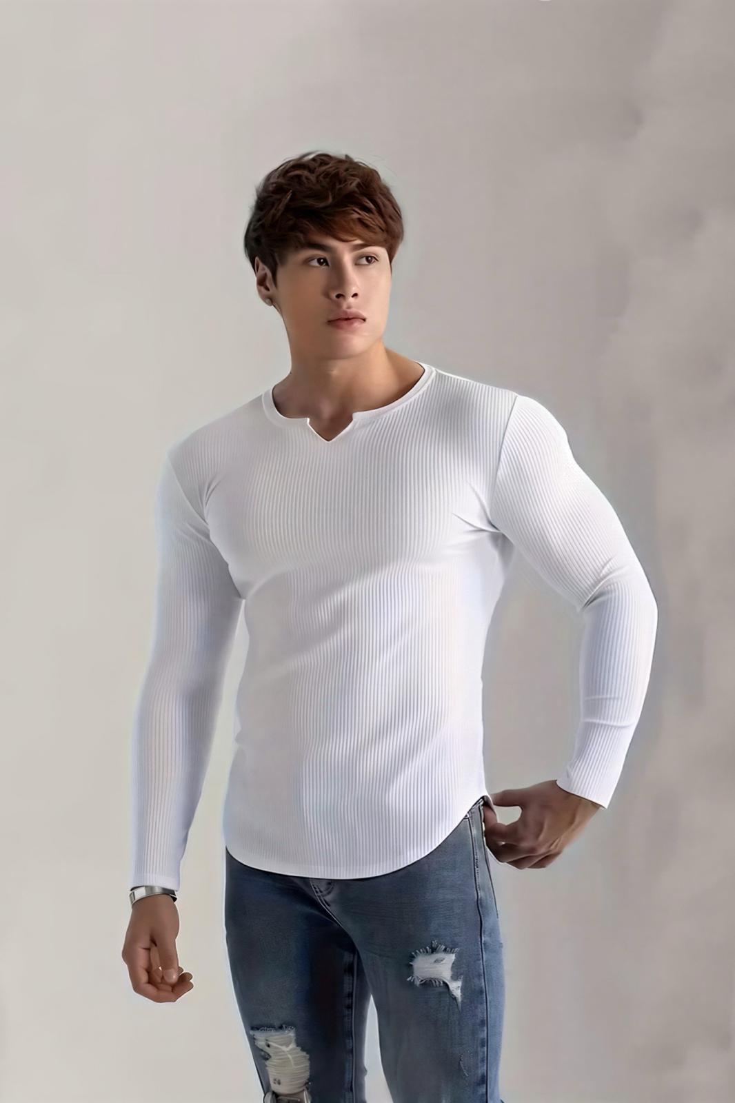 Neso Erkek Muscle Fit V-Yaka Fitilli Uzun Kollu Tişört - Kaslı ve Şık Bir Görünüm İçin