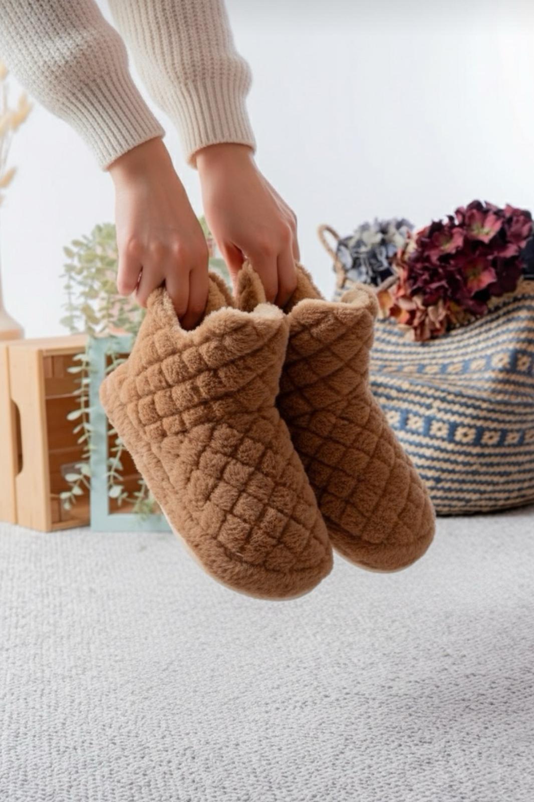 Ness Kadın Ev Botu Peluş Ev Pandufu Ses Yapmaz Taban Sıcak Şık Kürklü Panduf Ev Botu