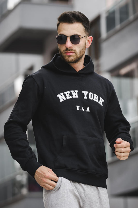 Newyork Ön Baskılı Pamuklu Erkek Sweatshirt