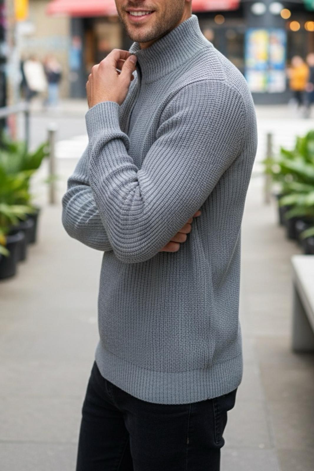 Nex Yarım Fermuarlı Dik Yaka Kalın Erkek Kazak