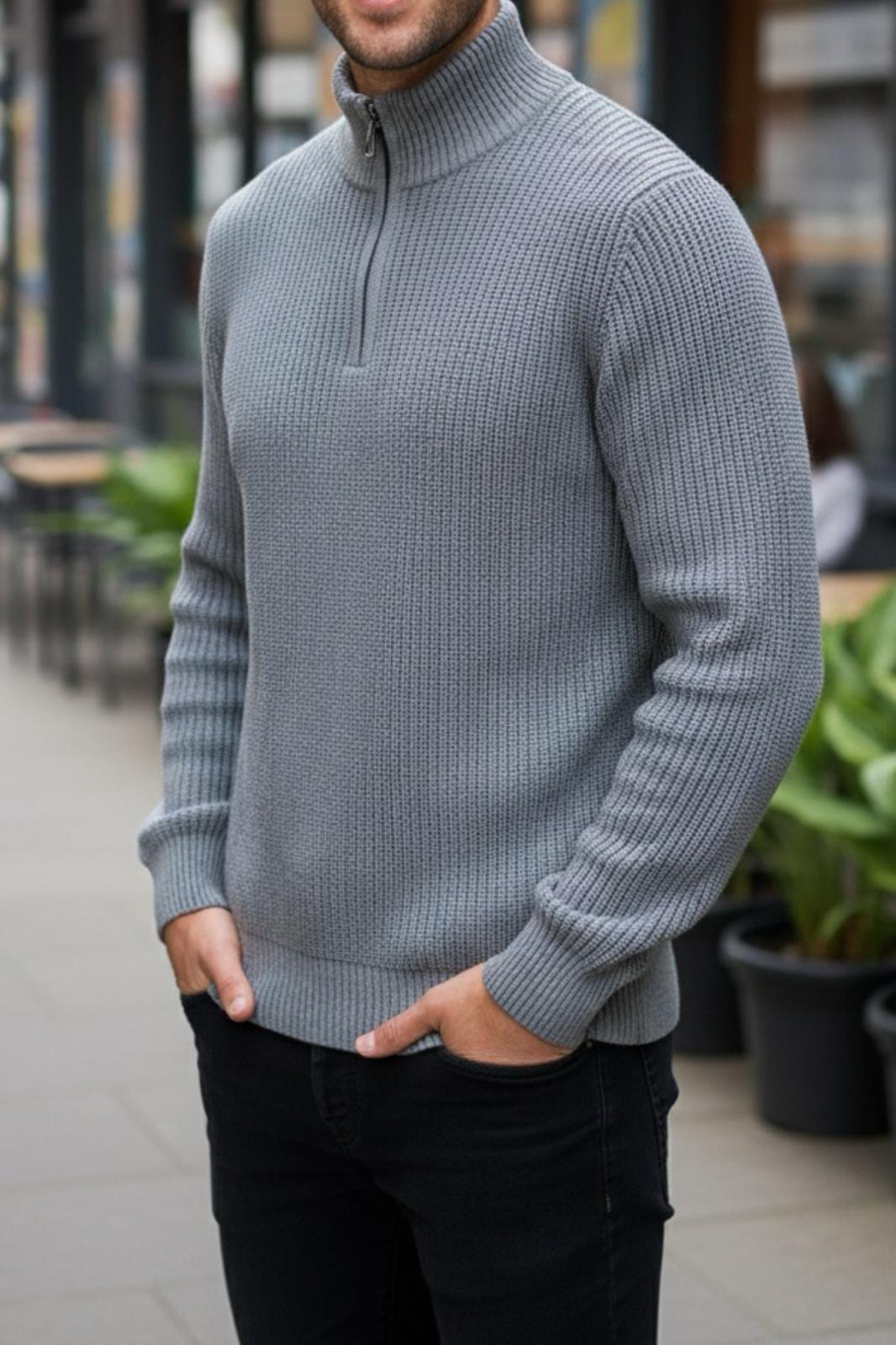 Nex Yarım Fermuarlı Dik Yaka Kalın Erkek Kazak