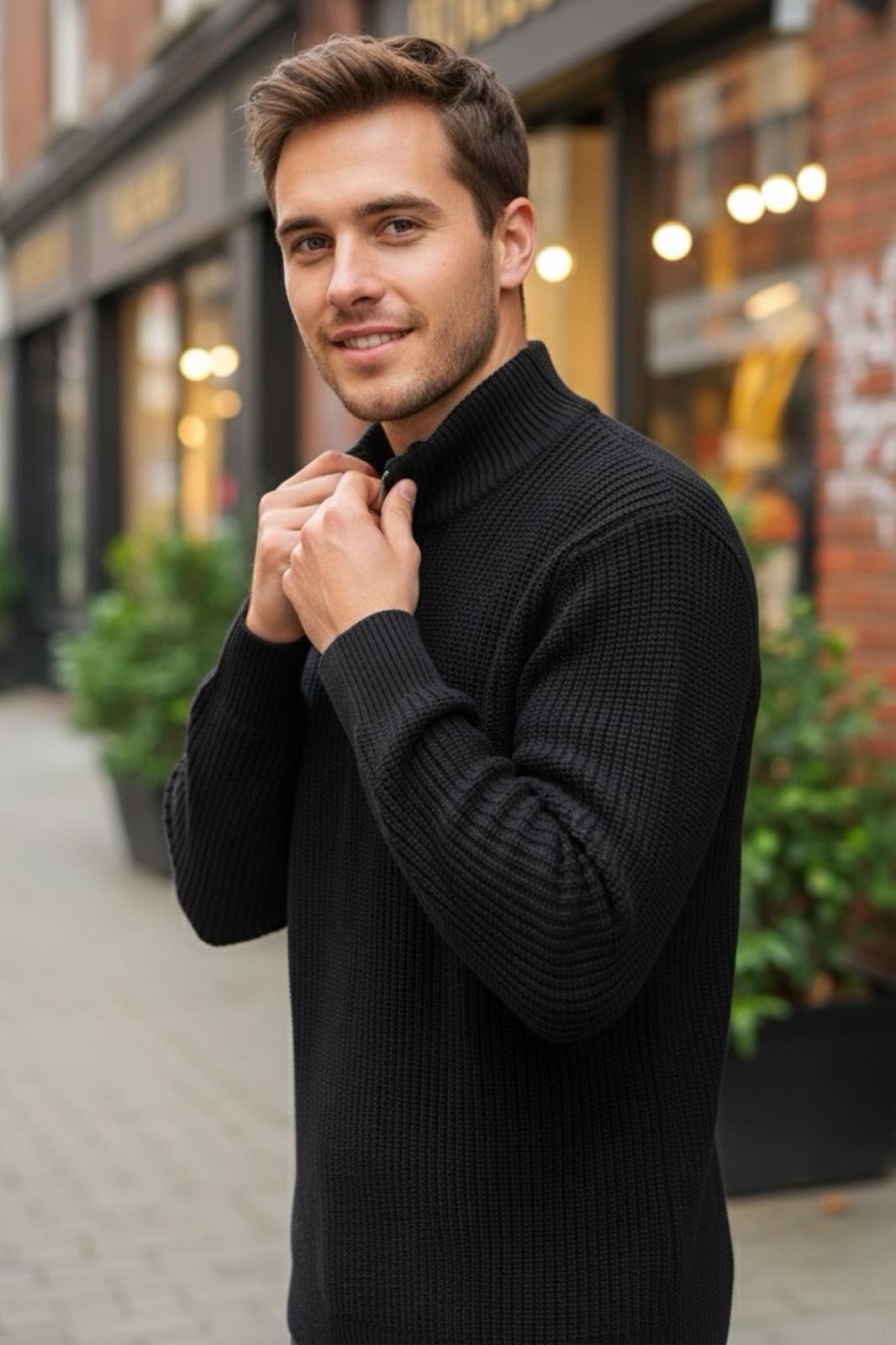 Nex Yarım Fermuarlı Dik Yaka Kalın Erkek Kazak