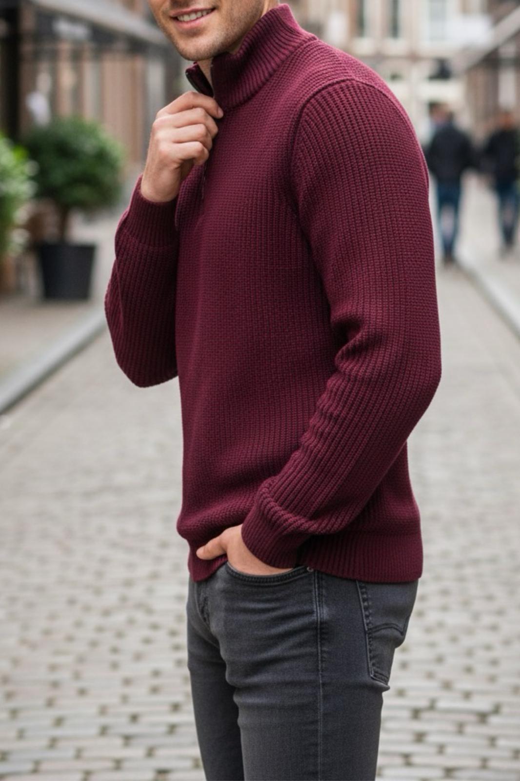 Nex Yarım Fermuarlı Dik Yaka Kalın Erkek Kazak