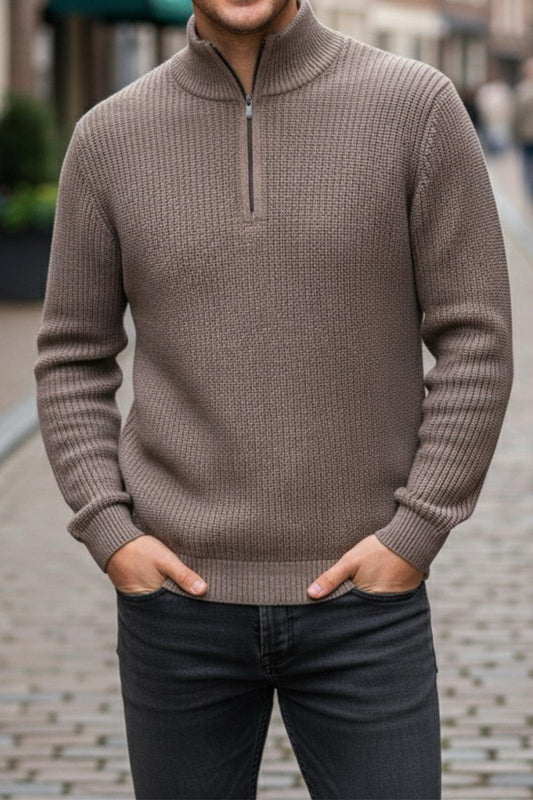 Nex Yarım Fermuarlı Dik Yaka Kalın Erkek Kazak