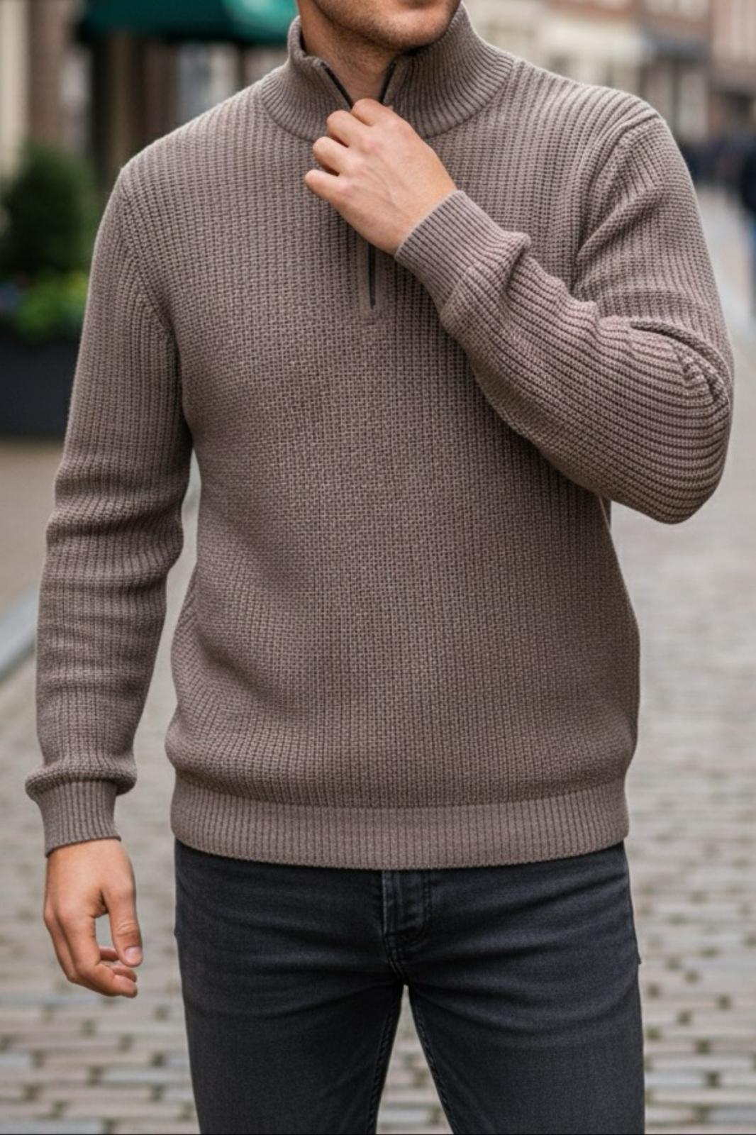 Nex Yarım Fermuarlı Dik Yaka Kalın Erkek Kazak