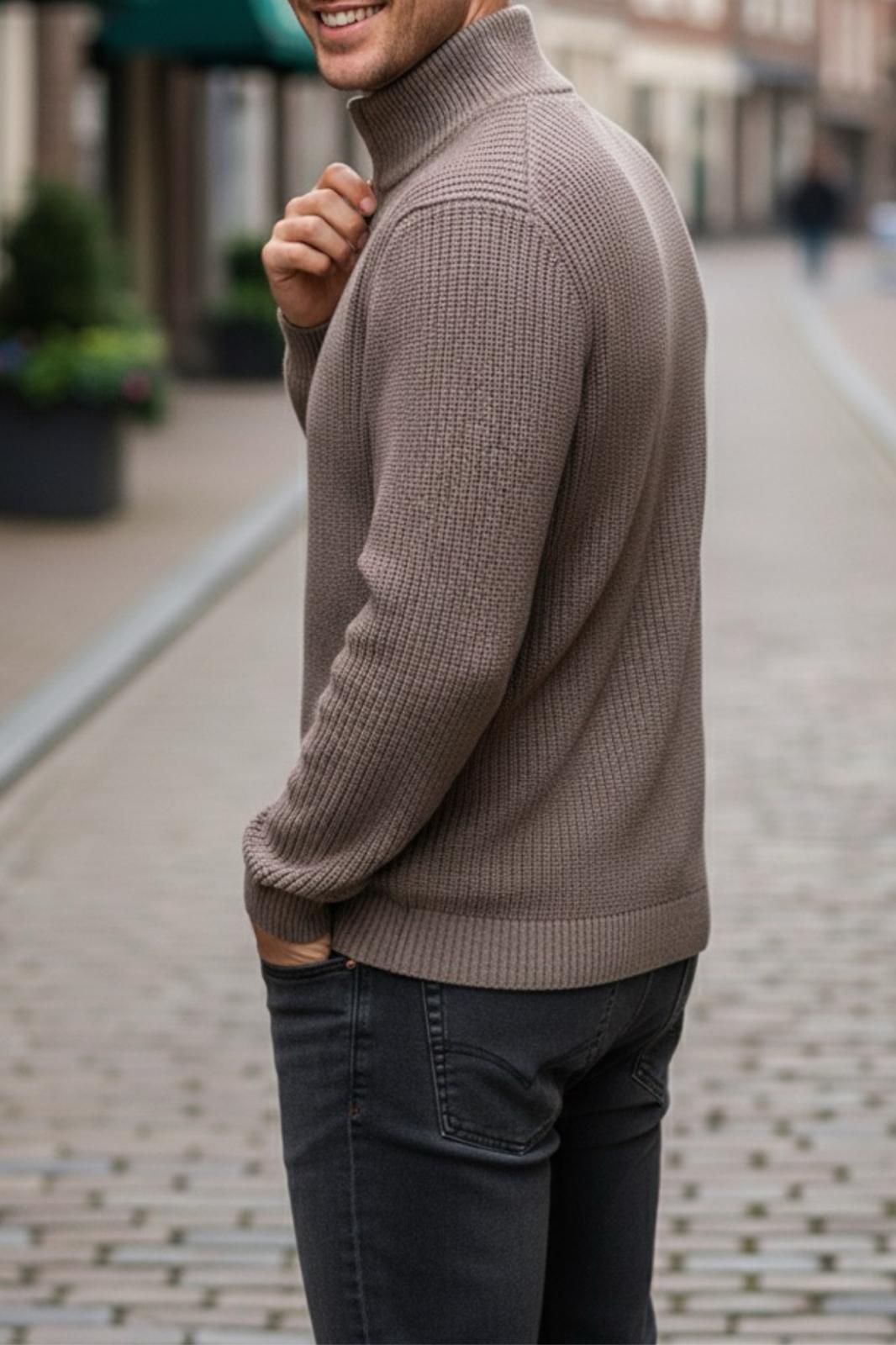 Nex Yarım Fermuarlı Dik Yaka Kalın Erkek Kazak