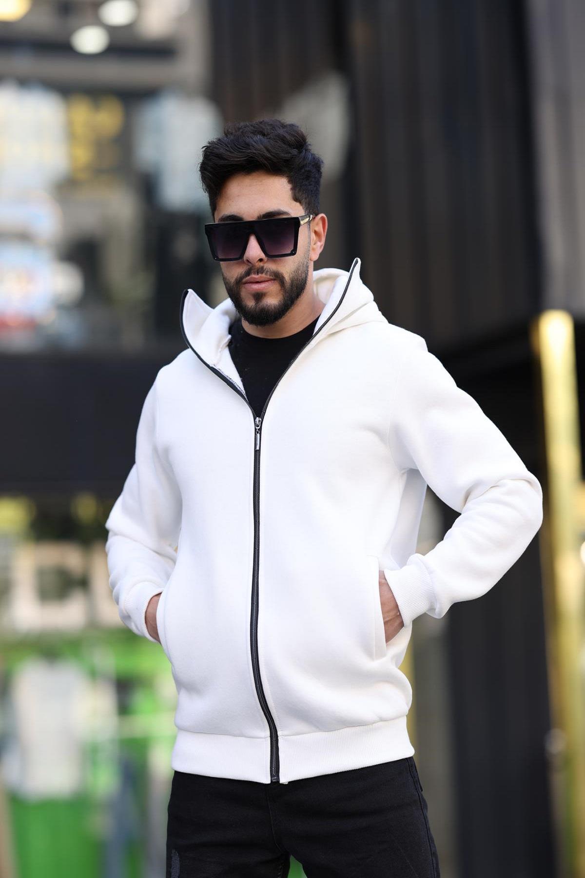 Ninja Kar Maskeli Kapüşonlu Üç İplik Pamuklu Fermuarlı Unisex Sweatshirt