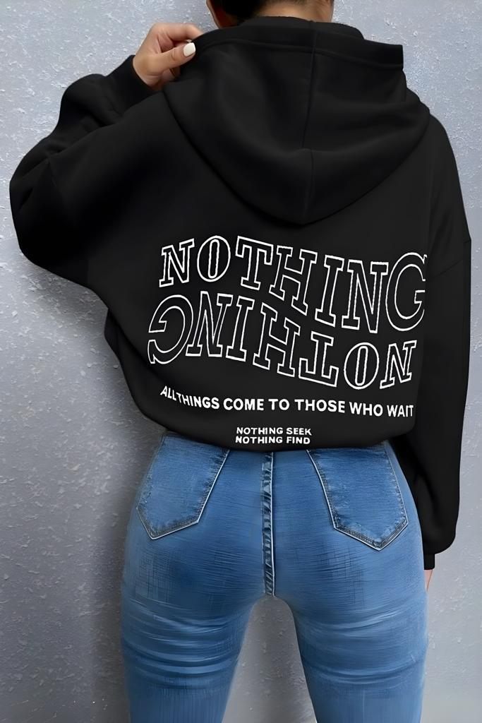 Nothing Sırt Baskılı Pamuklu Unisex Sweatshirt