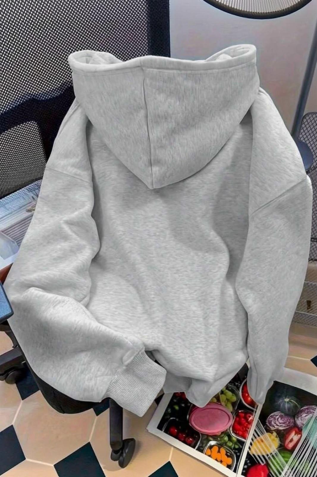 NYC Baskılı Unisex Kapüşonlu Kanguru Cep Sweatshirt