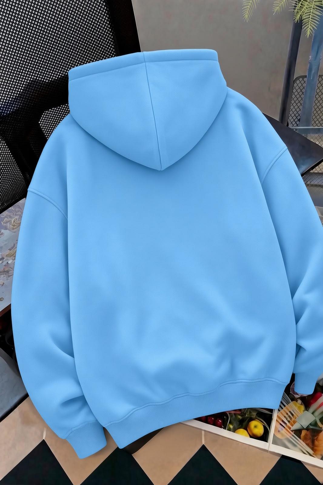 NYC Baskılı Unisex Kapüşonlu Kanguru Cep Sweatshirt