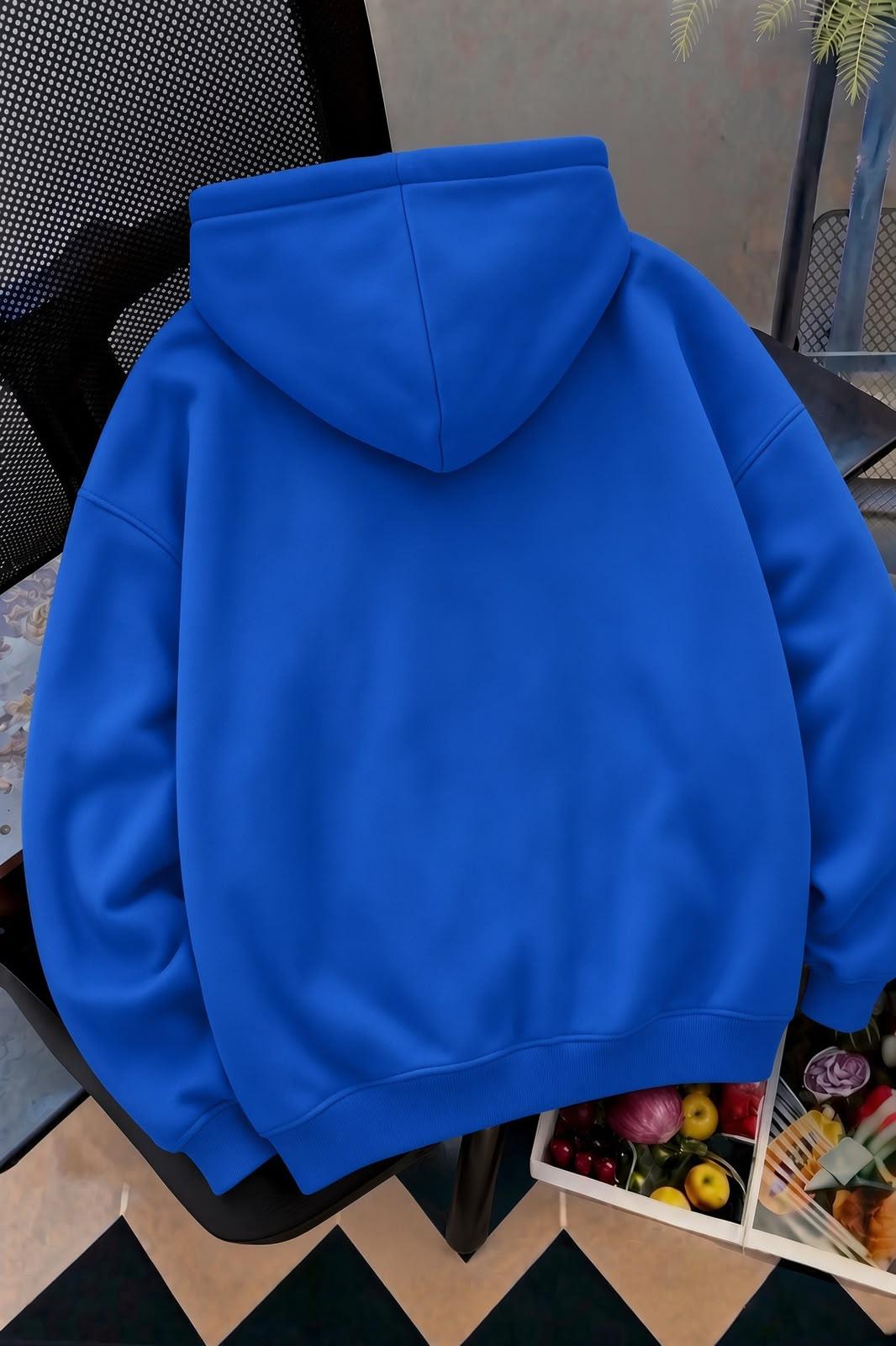 NYC Baskılı Unisex Kapüşonlu Kanguru Cep Sweatshirt