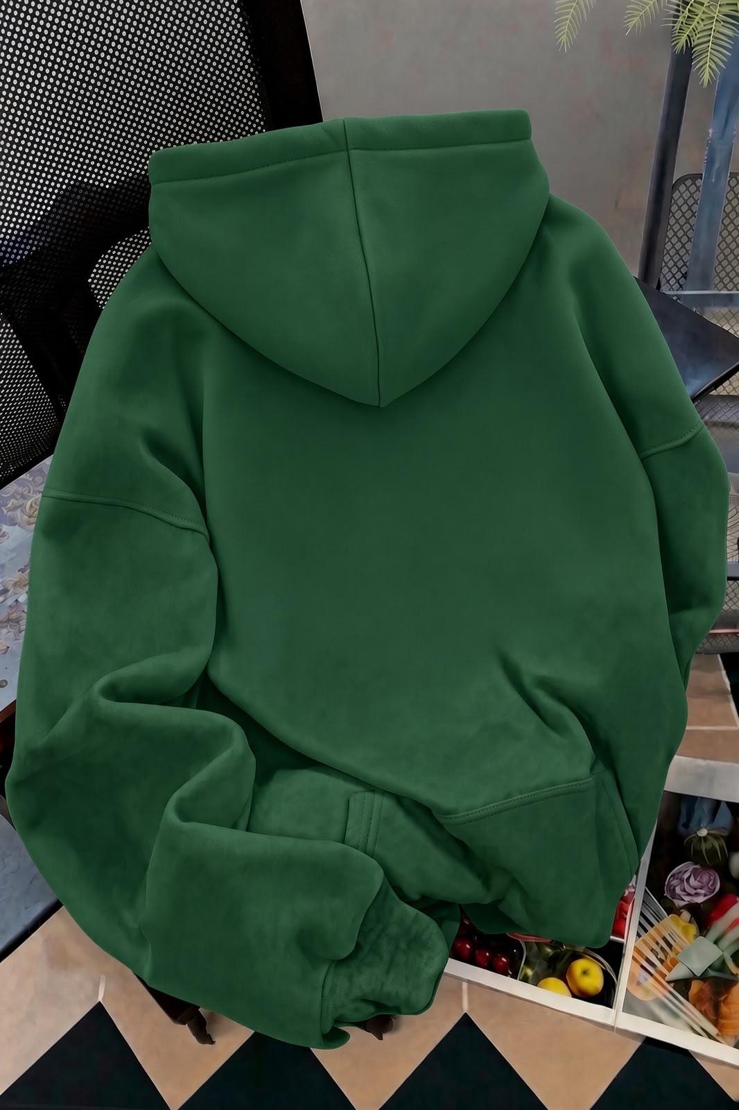 NYC Baskılı Unisex Kapüşonlu Kanguru Cep Sweatshirt
