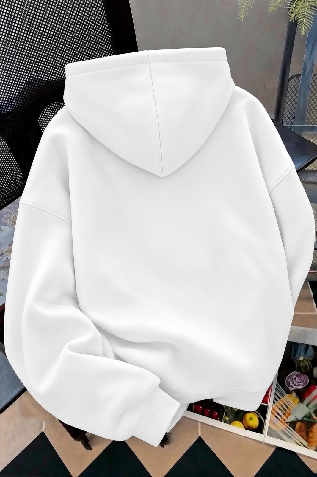 NYC Baskılı Unisex Kapüşonlu Kanguru Cep Sweatshirt