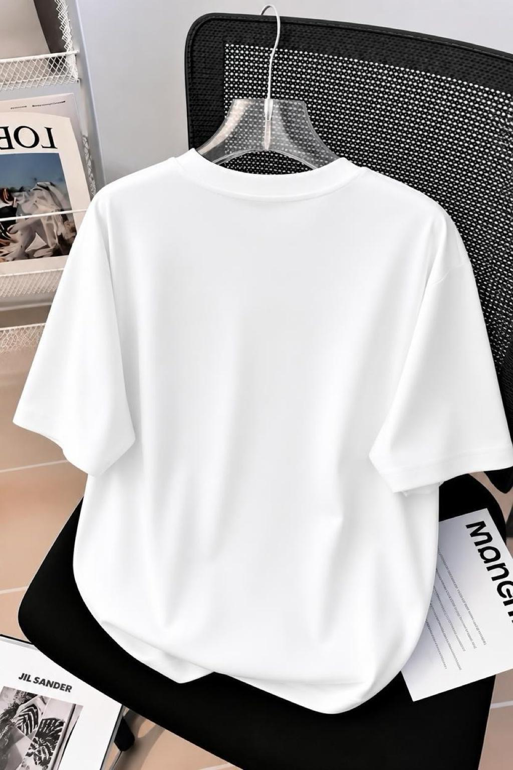 Papatya Kanatlı Kelebek Baskılı Oversize Kadın T-Shirt