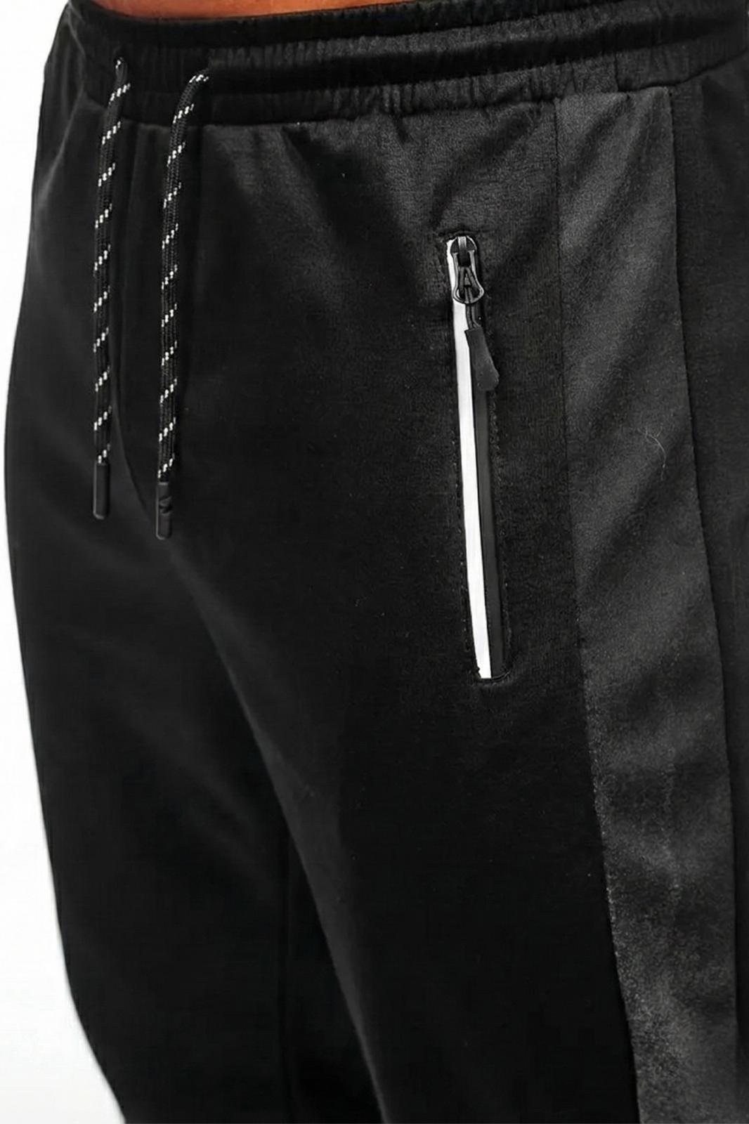 Perni Erkek Siyah Slim Fit Degrade Şeritli Fermuar Cepli Jogger Eşofman Altı