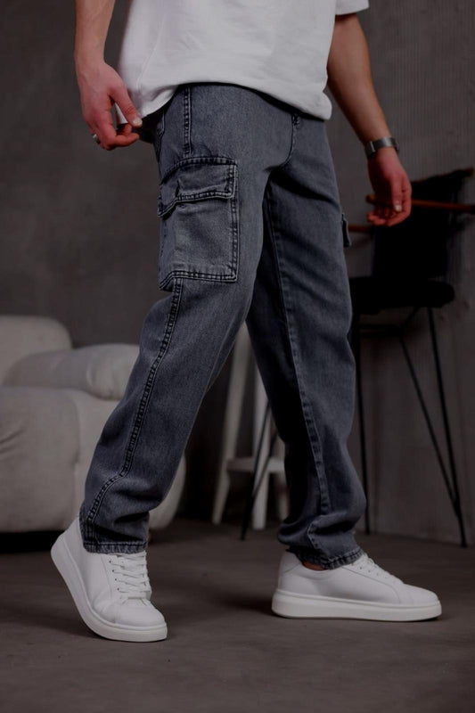 Prf 011 Yıpratmalı Komando Baggy Fit Kot Kargo Pantolon