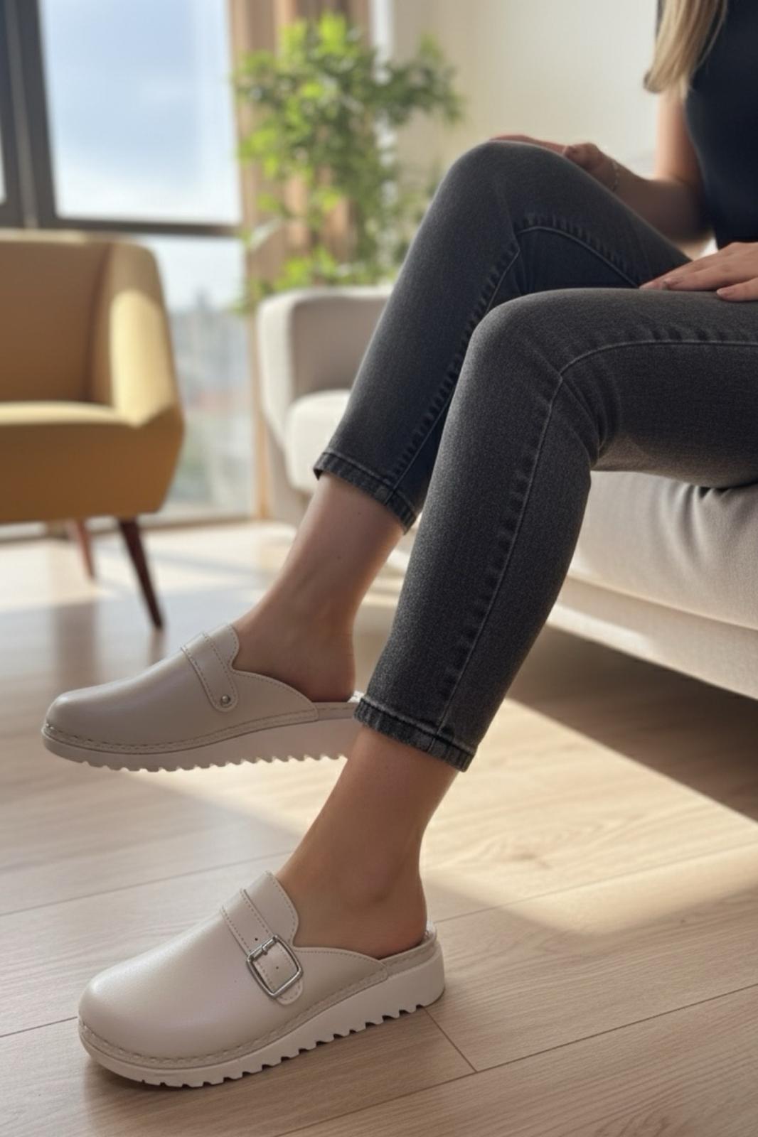 Prl 3102 Tokalı Ortopedik Yumuşak Hafif Taban Önü Kapalı Günlük Anne Kadın Terlik