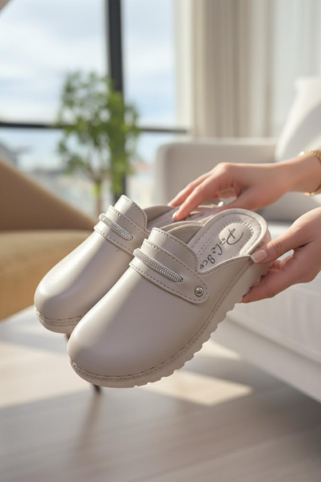 Prl 3103 Taşlı Ortopedik Yumuşak Hafif Taban Günlük Anne Kadın Terlik