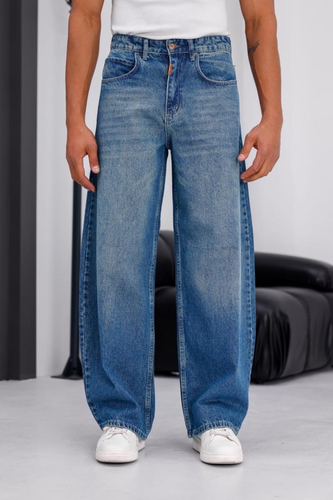 Puertas Erkek Yüksek Bel Balon Baggy Fit Bol Kesim Kot Pantolon