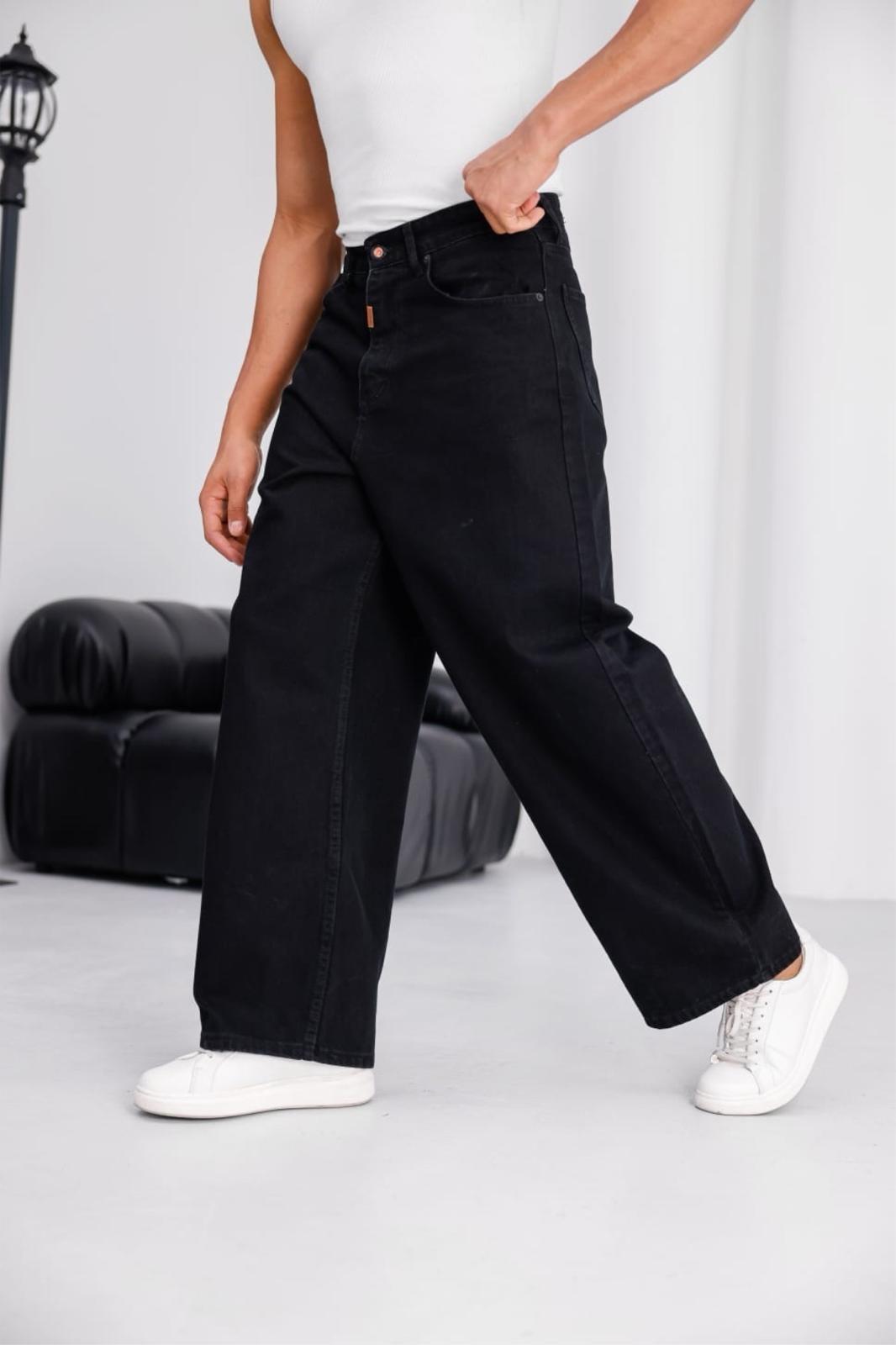 Puertas Erkek Yüksek Bel Balon Baggy Fit Bol Kesim Kot Pantolon