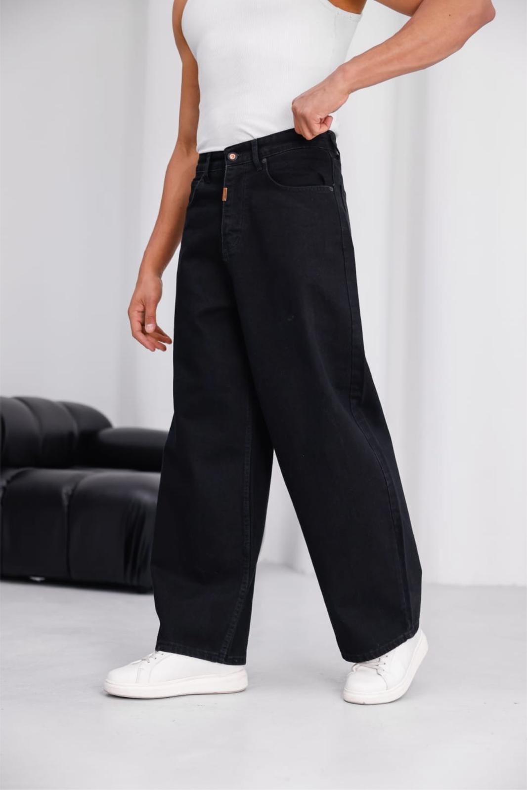 Puertas Erkek Yüksek Bel Balon Baggy Fit Bol Kesim Kot Pantolon