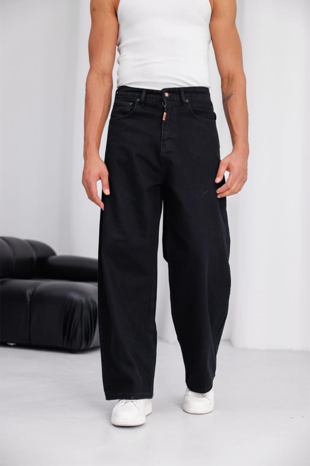 Puertas Erkek Yüksek Bel Balon Baggy Fit Bol Kesim Kot Pantolon