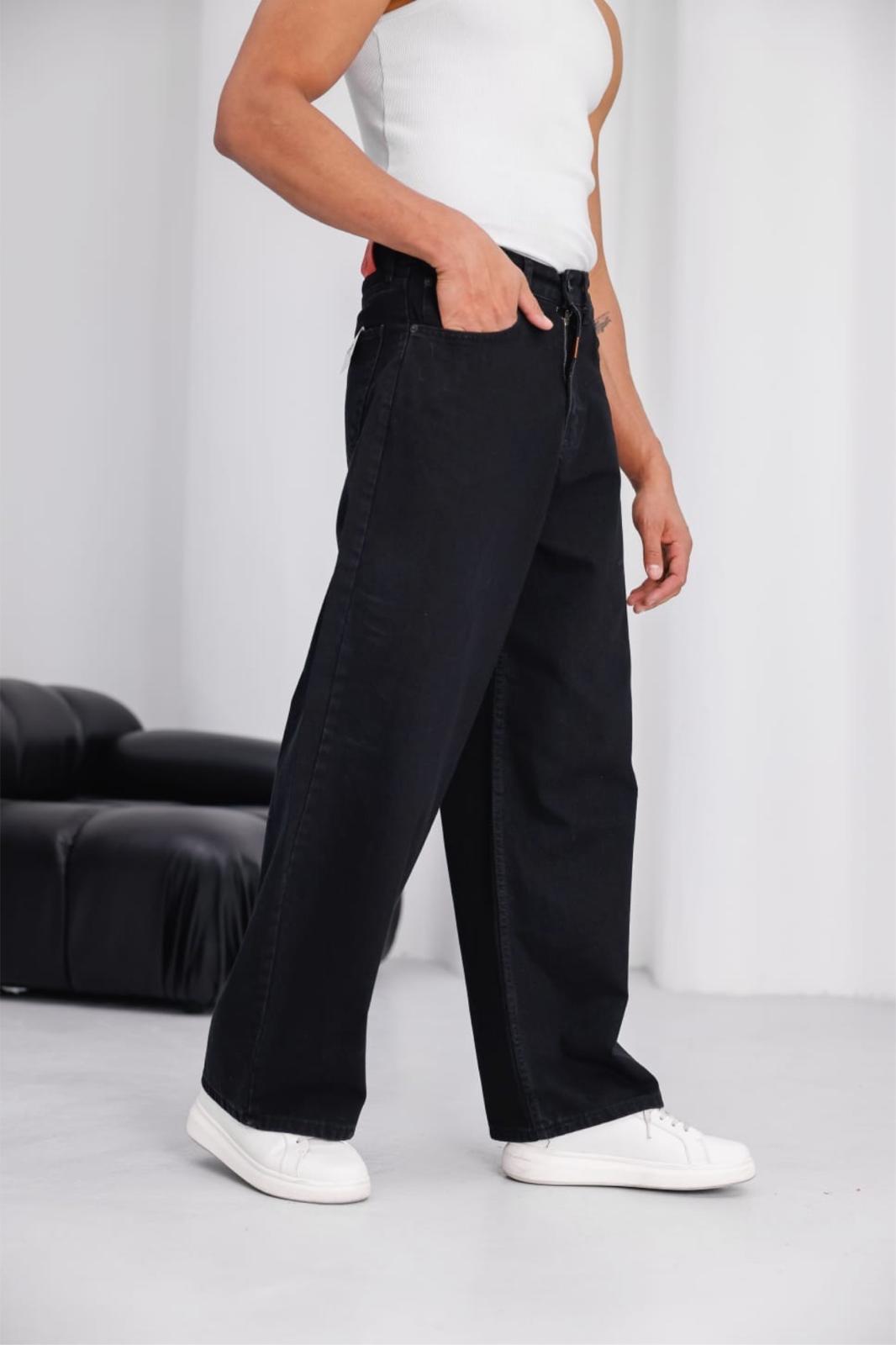 Puertas Erkek Yüksek Bel Balon Baggy Fit Bol Kesim Kot Pantolon