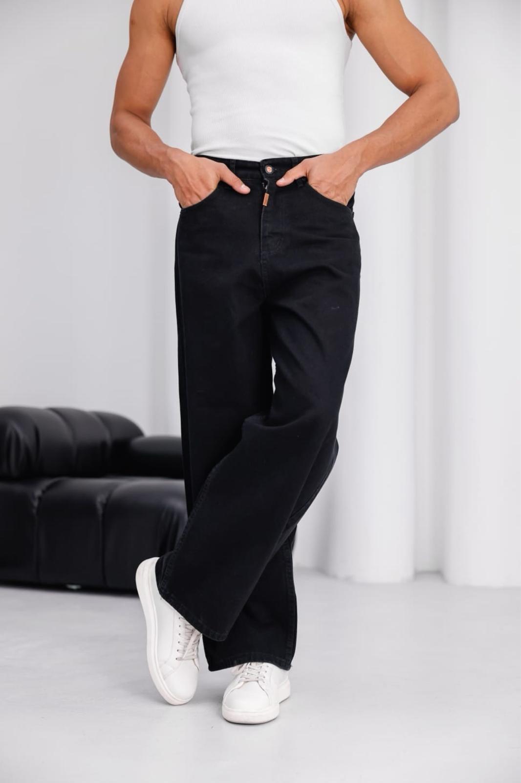 Puertas Erkek Yüksek Bel Balon Baggy Fit Bol Kesim Kot Pantolon